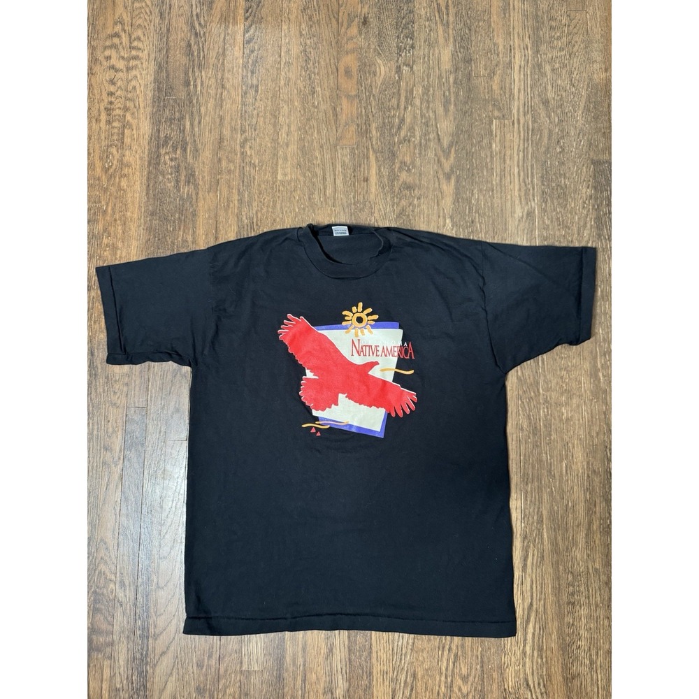 VTG 90s Oklahoma Native America Eagle Bird Sun T-Shirt XL Single Stitch